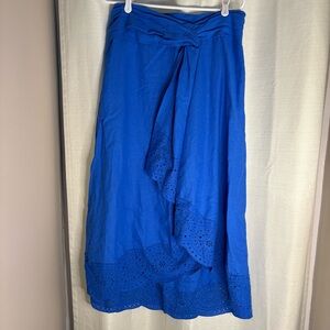 Last chance! Jason Wu Maje Blue Linen Blend eyelet Ruffle Skirt Size 6